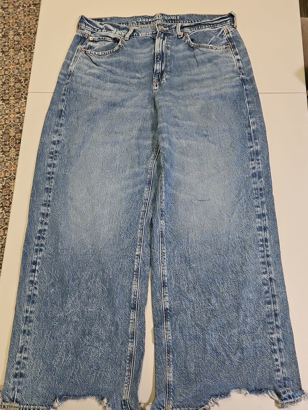 American Eagle Outfitters Light Blue Drapey Relaxed Wide Leg Jeans